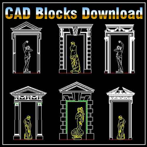 Decorative Elements,Carried of viceroys,Outdoor Decoration,Columns,CAD blocks for outdoor living design projects