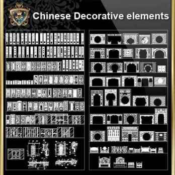 Over 500+ Chinese Decorative elements-Frame,Pattern,Border,Door,Windows,Roof,Lattice,Carved Wood