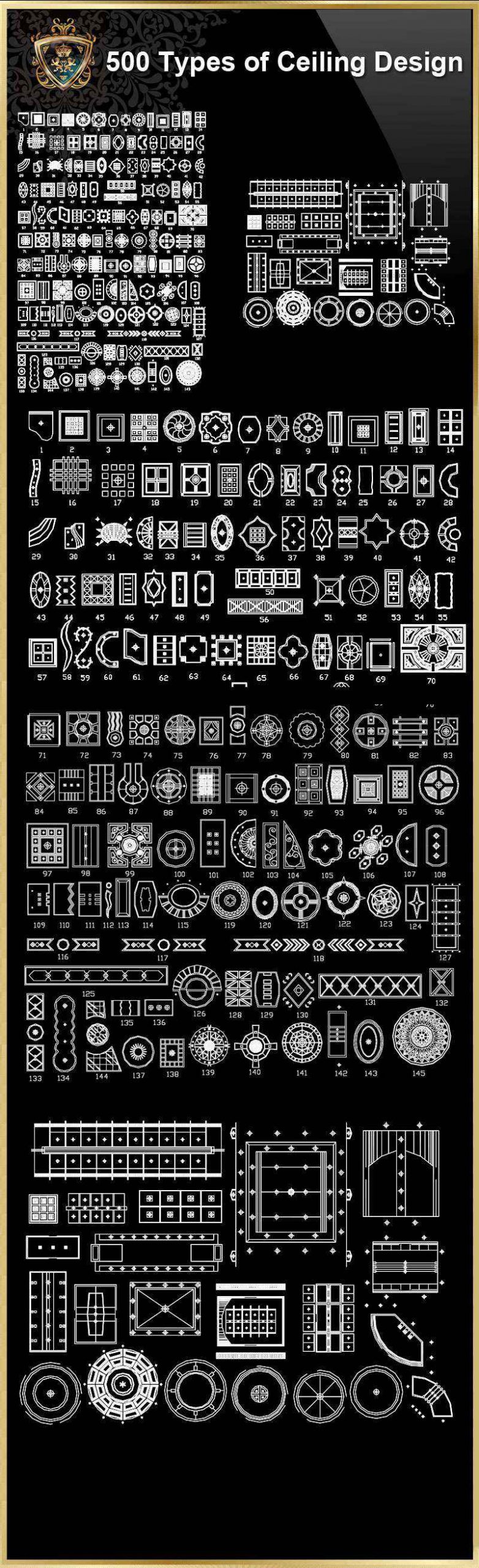 500 Types of Ceiling Design CAD Blocks - Image 2