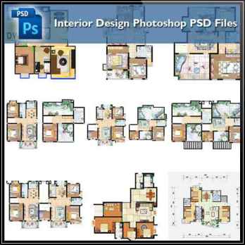 15 Types of Interior Design Layouts Photoshop PSD Template V.2
