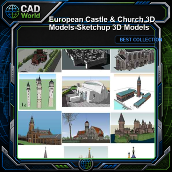 European Castle & Church 3D Models-Sketchup 3D Models(Best Recommanded!!)