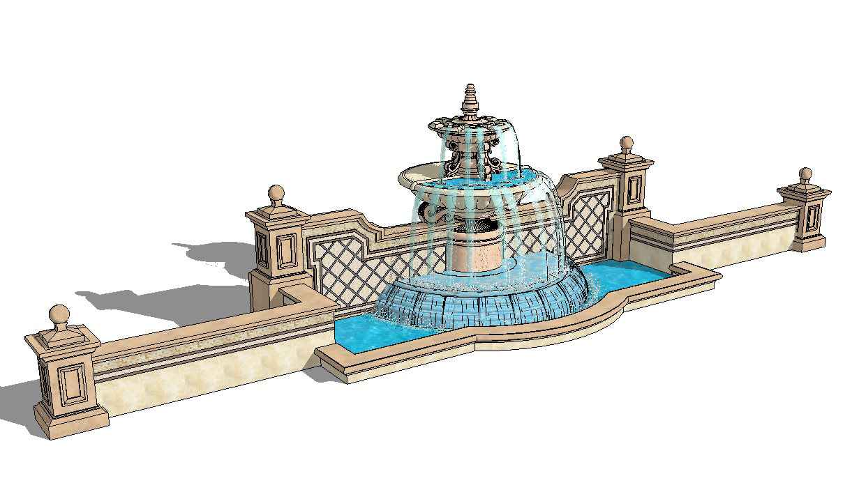 European Fountain & Waterfall Landscape-Sketchup 3D Models(Best Recommanded!!) - Image 12