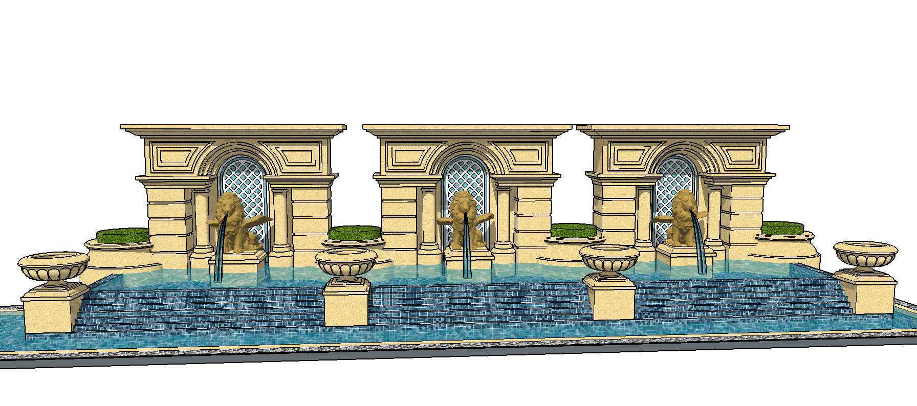 European Fountain & Waterfall Landscape-Sketchup 3D Models(Best Recommanded!!) - Image 4