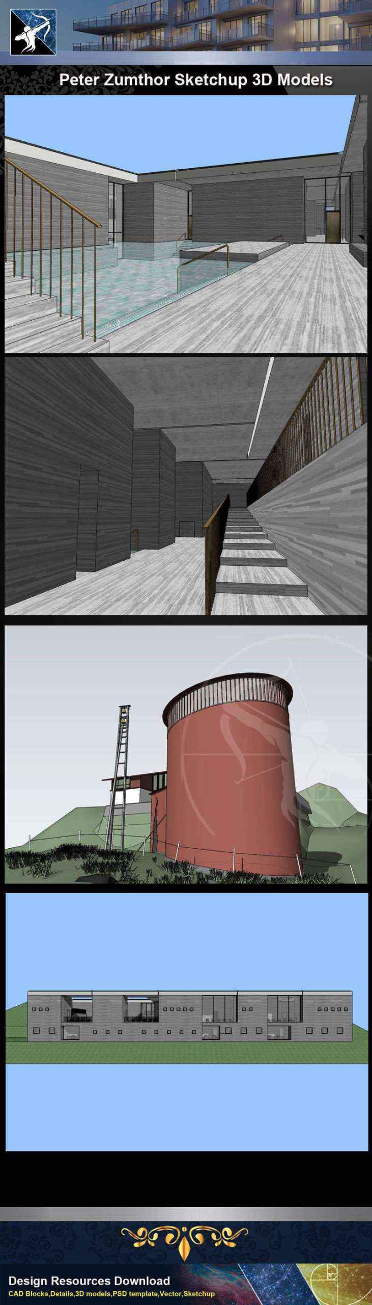 Download 4 Projects of Peter Zumthor Architecture Sketchup 3D Models(*.skp file format) - Image 8