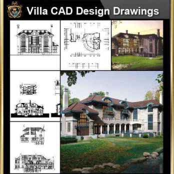 ★【Villa CAD Design,Details Project V.3-Italian Tuscany Style】Chateau,Manor,Mansion,Villa@Autocad Blocks,Drawings,CAD Details,Elevation