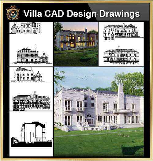★【Villa CAD Design,Details Project V.7-British George Style】Chateau,Manor,Mansion,Villa@Autocad Blocks,Drawings,CAD Details,Elevation