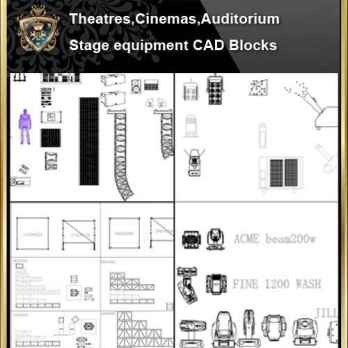 ★【Auditorium ,Cinema, Theaters CAD Blocks-Stage Equipment CAD Blocks V.2】@Cinema Design,Autocad Blocks,Cinema Details,Cinema Section,Cinema elevation design drawings