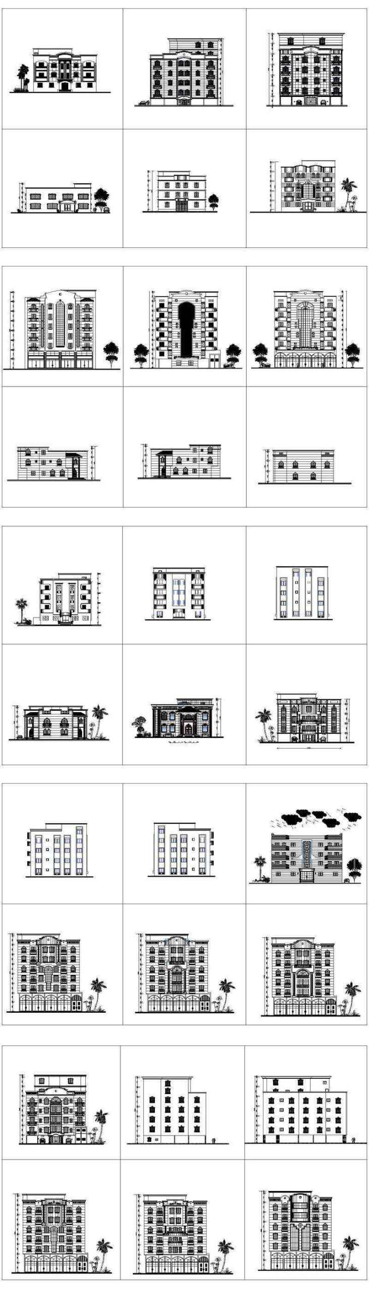 ★【Over 170+ Architecture Elevation,Building elevation CAD Design,Details,Elevation Collection】Facade design, building facade, home facade, building facade@Autocad Blocks,Drawings,CAD Details,Elevation - Image 2