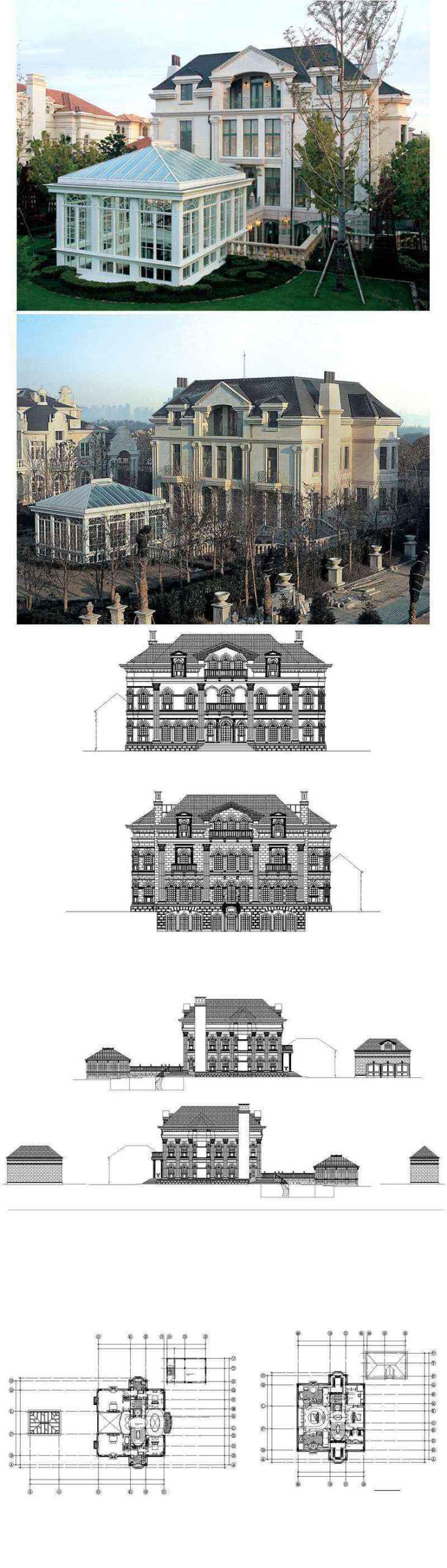 ★【Villa CAD Design,Details Project V.1-England Royal Style】Chateau,Manor,Mansion,Villa@Autocad Blocks,Drawings,CAD Details,Elevation - Image 4