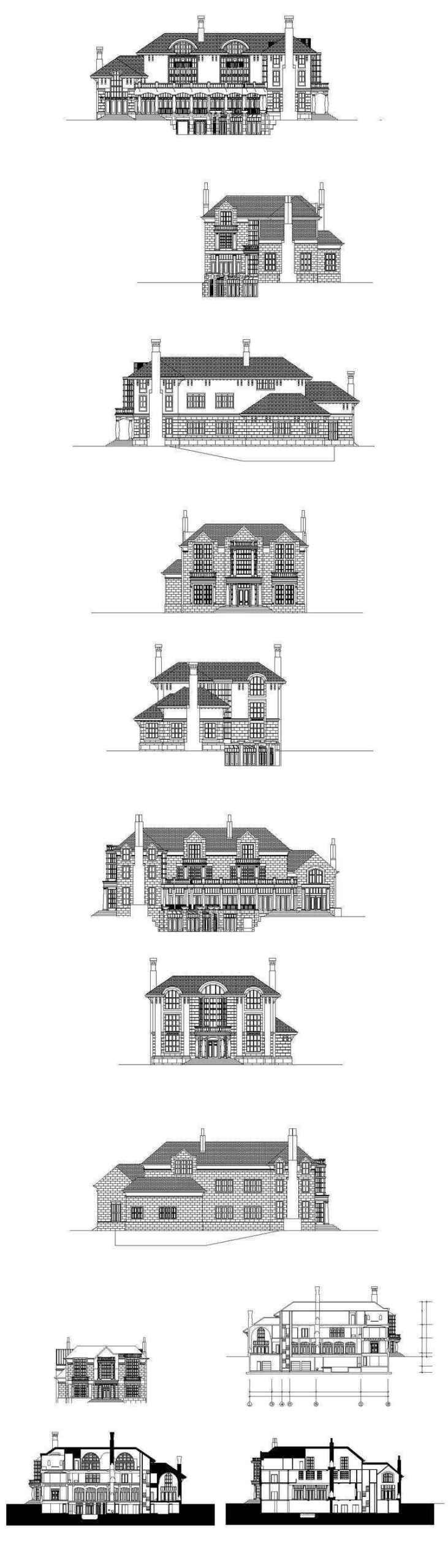 ★【Villa CAD Design,Details Project V.3-Italian Tuscany Style】Chateau,Manor,Mansion,Villa@Autocad Blocks,Drawings,CAD Details,Elevation - Image 3