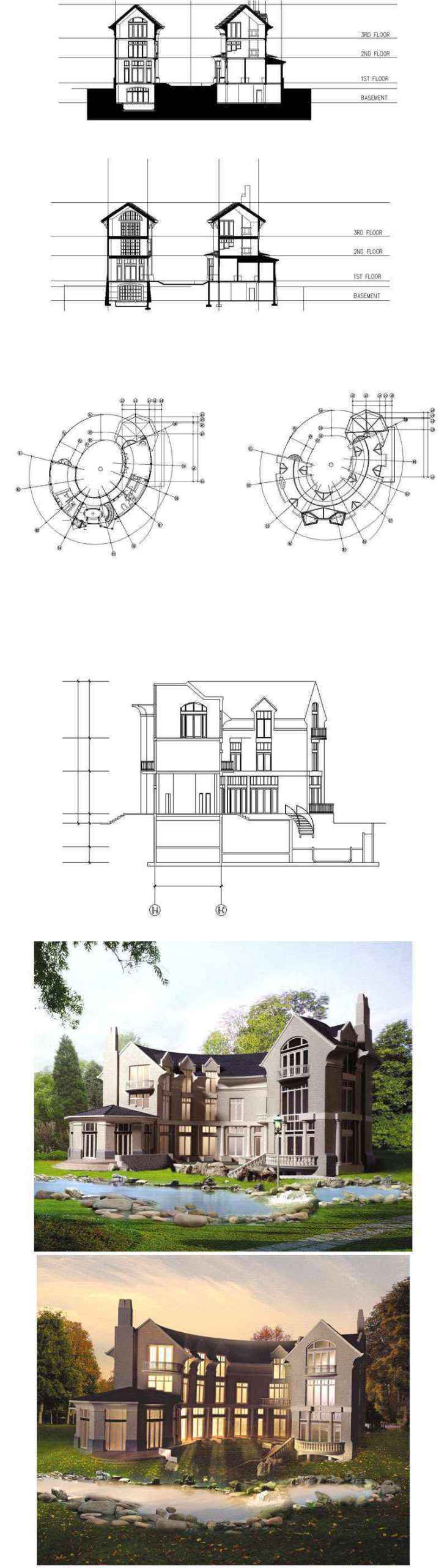 ★【Villa CAD Design,Details Project V.4-England Manor Style】Chateau,Manor,Mansion,Villa@Autocad Blocks,Drawings,CAD Details,Elevation - Image 4