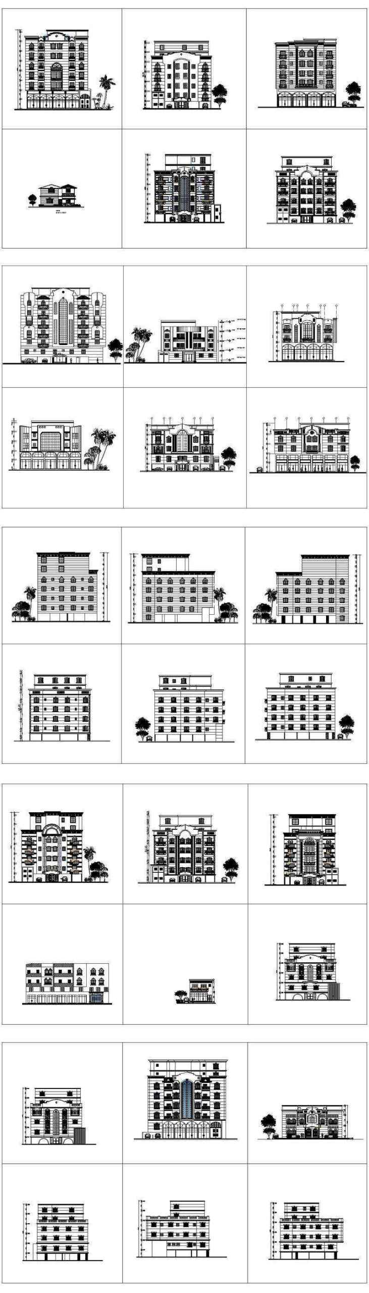 ★【Over 170+ Architecture Elevation,Building elevation CAD Design,Details,Elevation Collection】Facade design, building facade, home facade, building facade@Autocad Blocks,Drawings,CAD Details,Elevation - Image 6