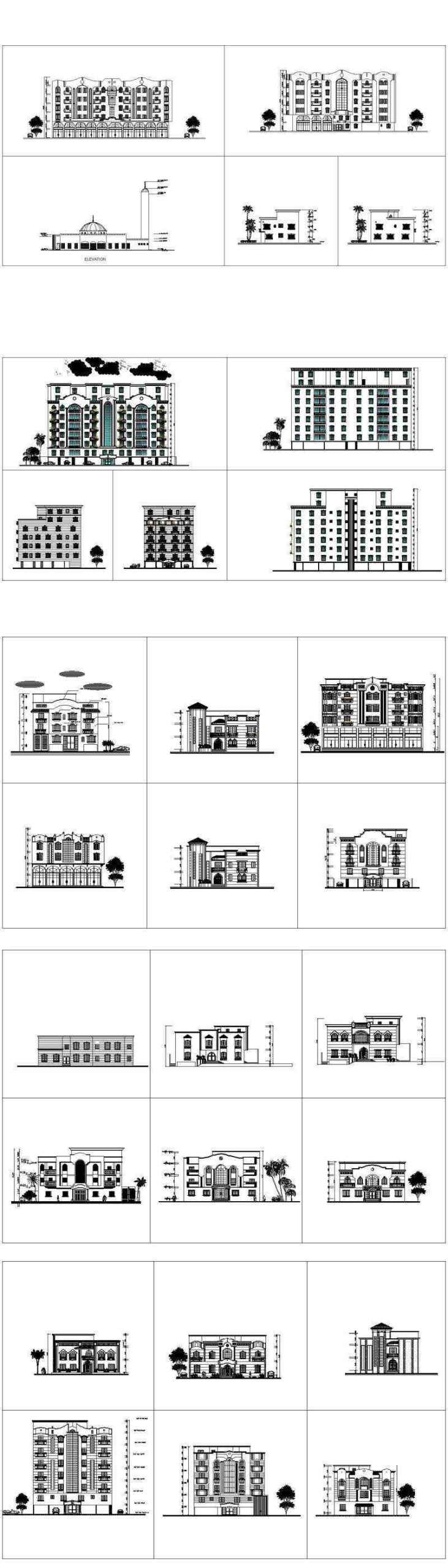 ★【Over 170+ Architecture Elevation,Building elevation CAD Design,Details,Elevation Collection】Facade design, building facade, home facade, building facade@Autocad Blocks,Drawings,CAD Details,Elevation - Image 4