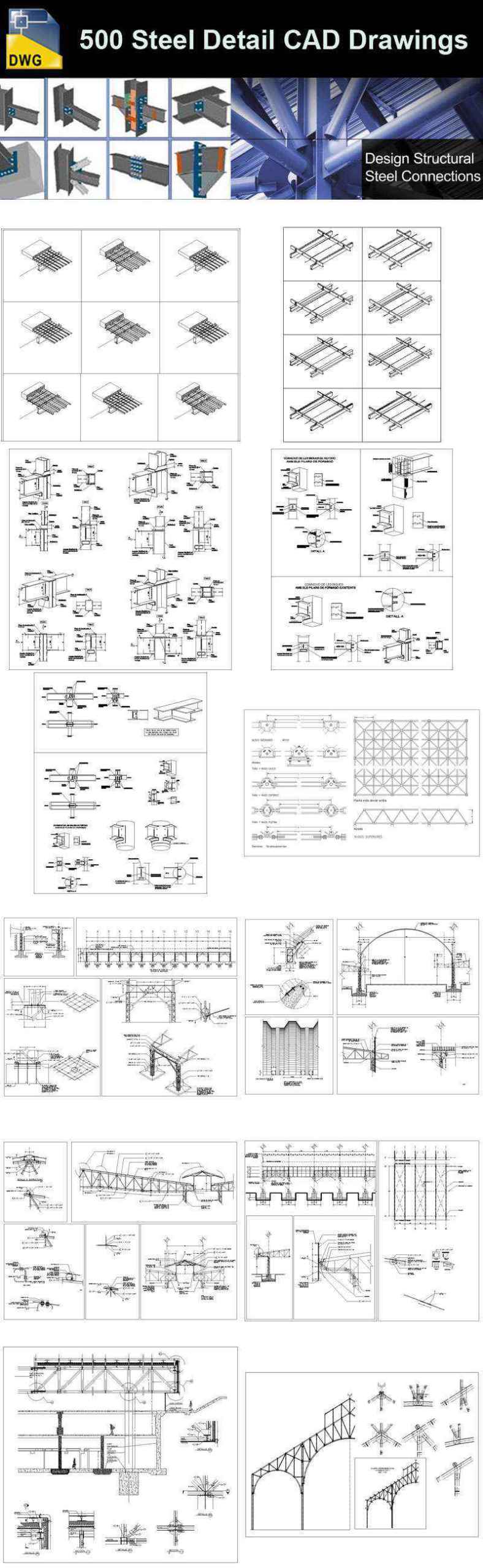 【Architecture CAD Details Collections】-Over 500+ various type of Steel Structure Details CAD Drawings - Image 4