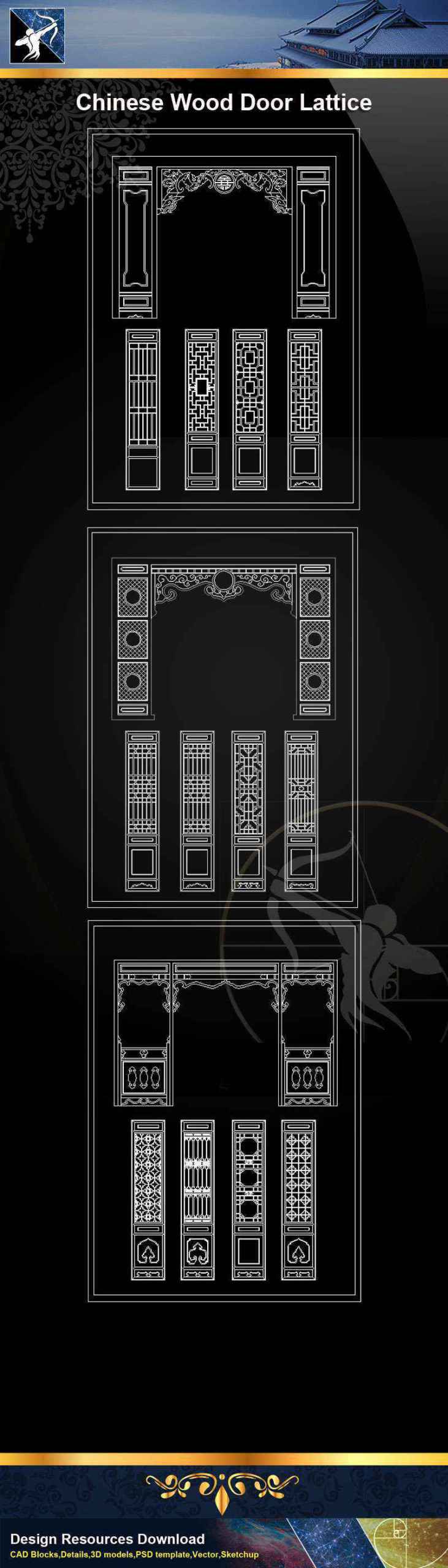 ★【 Chinese Door Lattice CAD Blocks】@Autocad Blocks,Drawings,CAD Details,Elevation - Image 5
