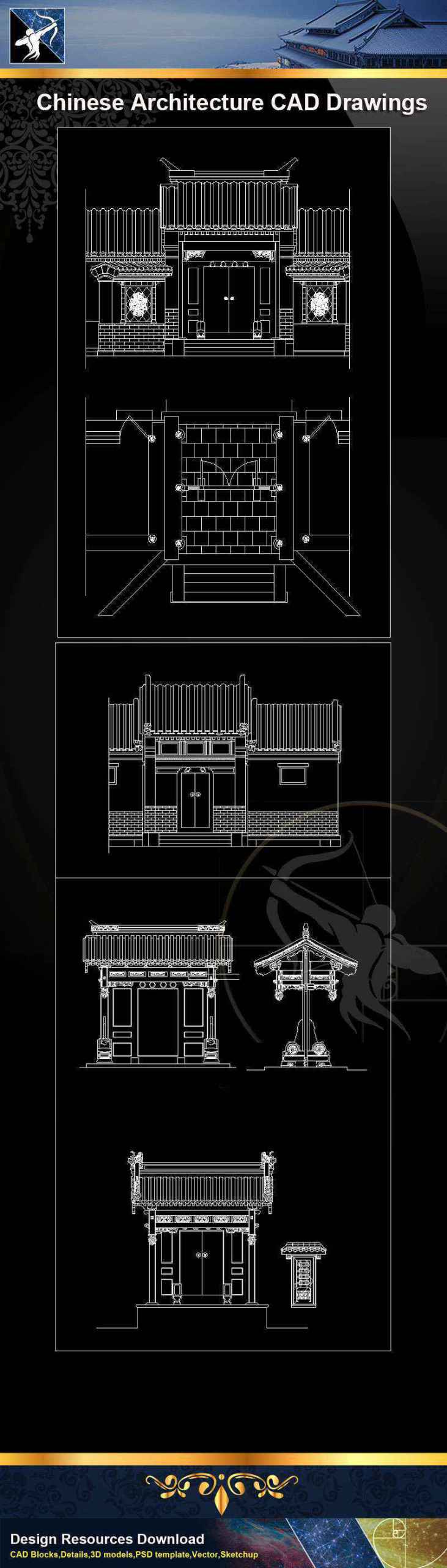 ★【Chinese Architecture CAD Drawings】@Autocad Blocks,Drawings,CAD Details,Elevation