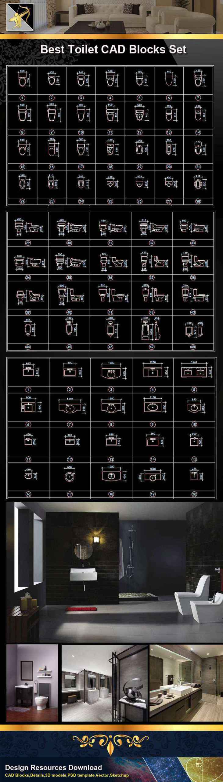 ★【Toilet CAD Blocks】@Autocad Blocks,Drawings,CAD Details,Elevation