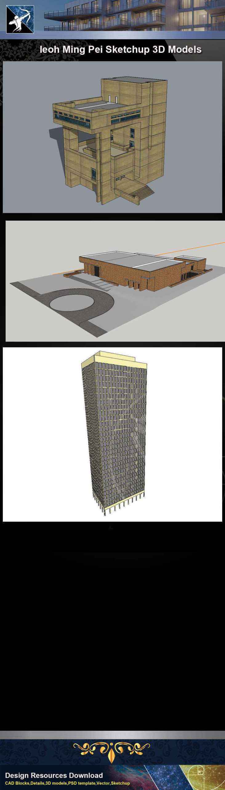 ★Total 107 Pritzker Architecture Sketchup 3D Models★ (Best Recommanded!!) - Image 9