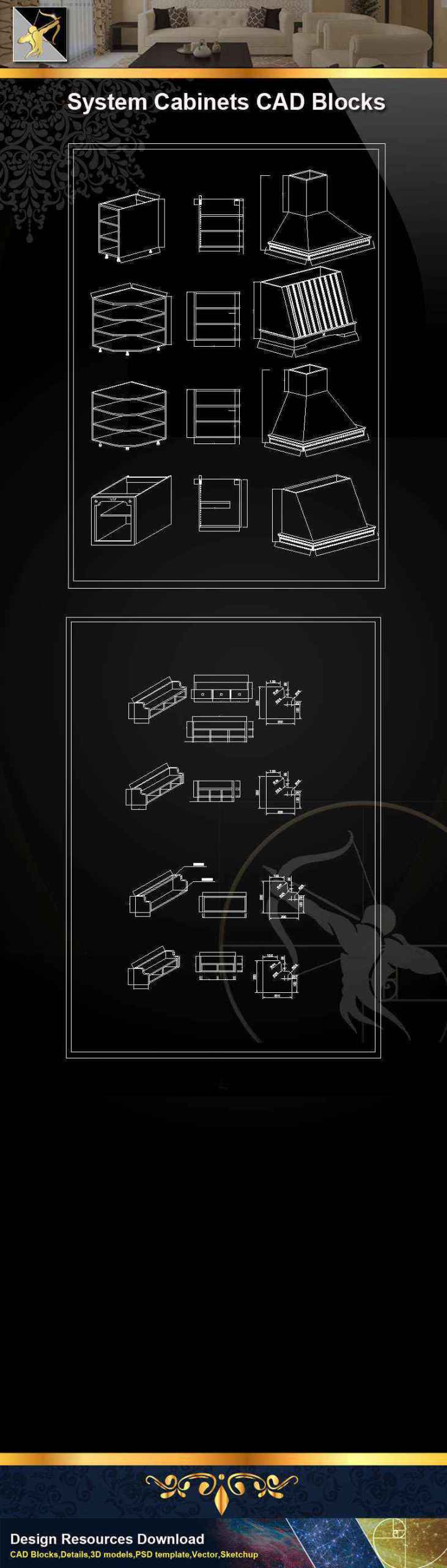 ★【 System Cabinets CAD Drawings V.3】@Autocad Blocks,Drawings,CAD Details,Elevation