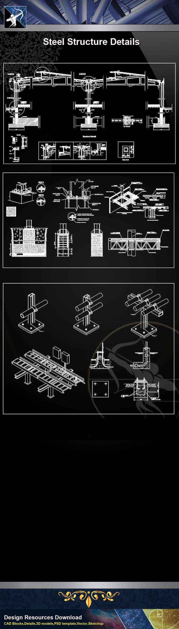 【Architecture CAD Details Collections】Steel Structure Details V.3 - Image 3
