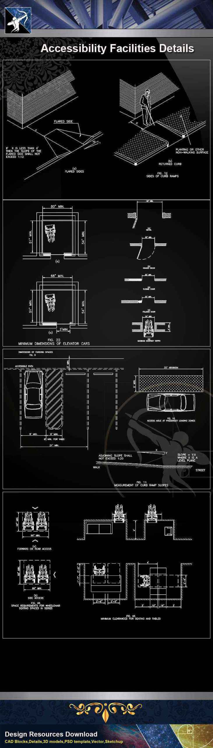 【Architecture CAD Details Collections】Accessibility Facilities Details V.2 - Image 6