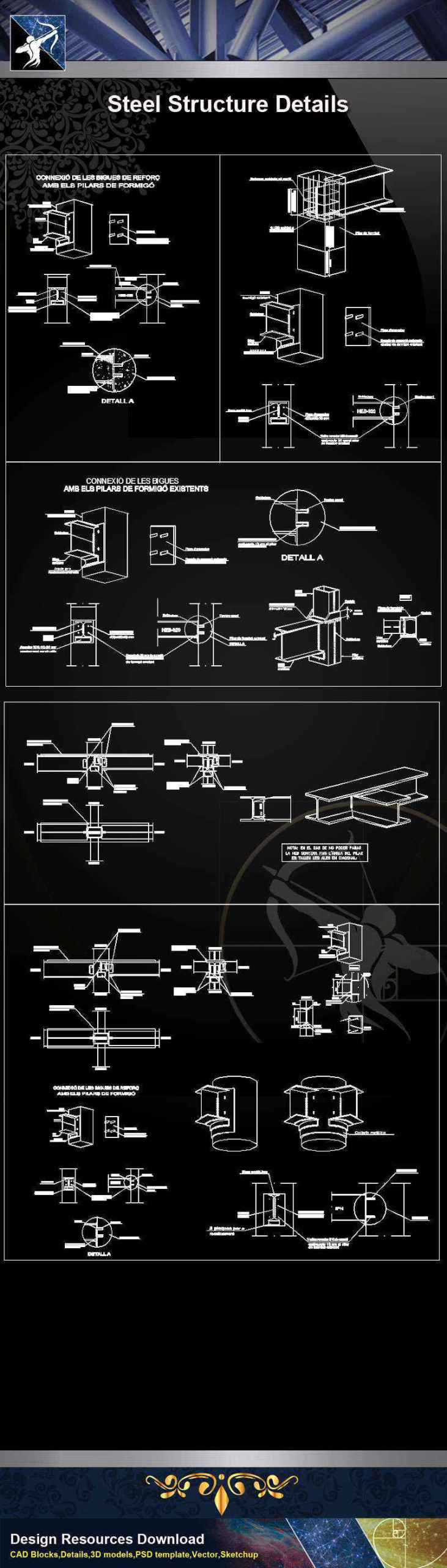 【Architecture CAD Details Collections】Steel Structure Details V.5 - Image 3
