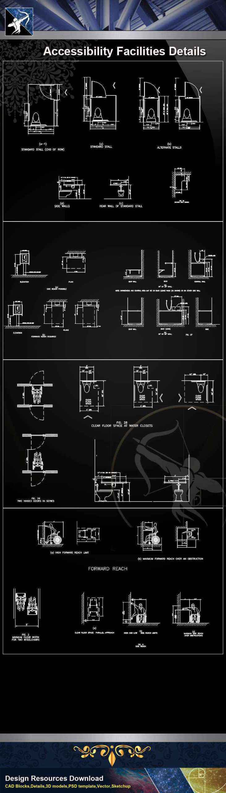 【Architecture CAD Details Collections】Accessibility Facilities Details V.2 - Image 5
