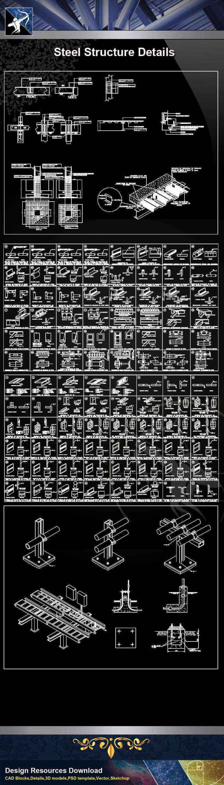 【Architecture CAD Details Collections】Steel Structure Details V.3 - Image 2