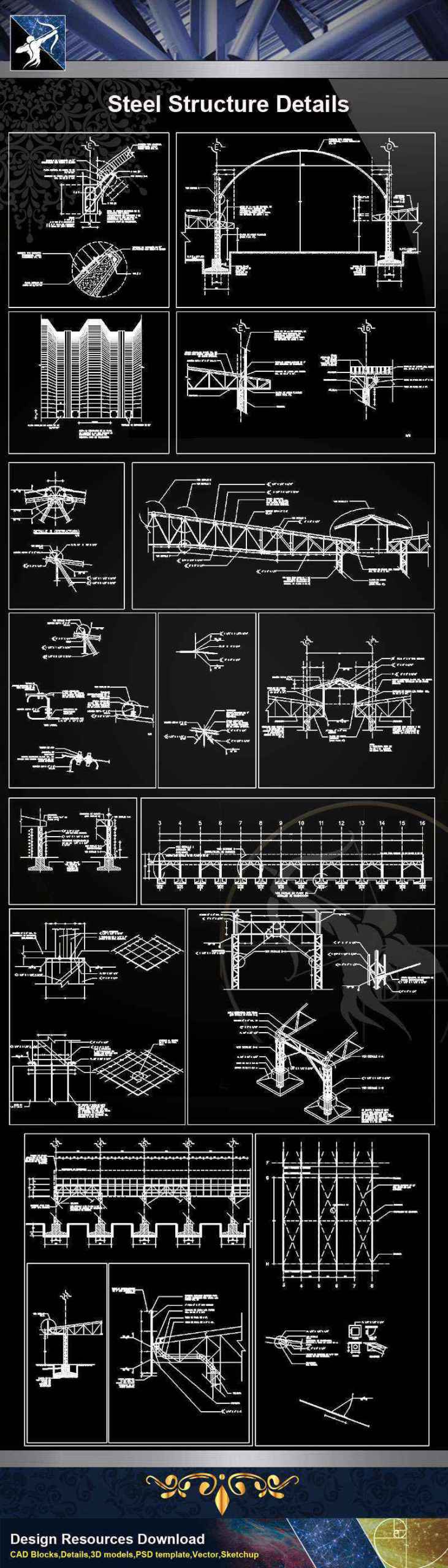 【Architecture CAD Details Collections】Steel Structure Details V.5 - Image 2