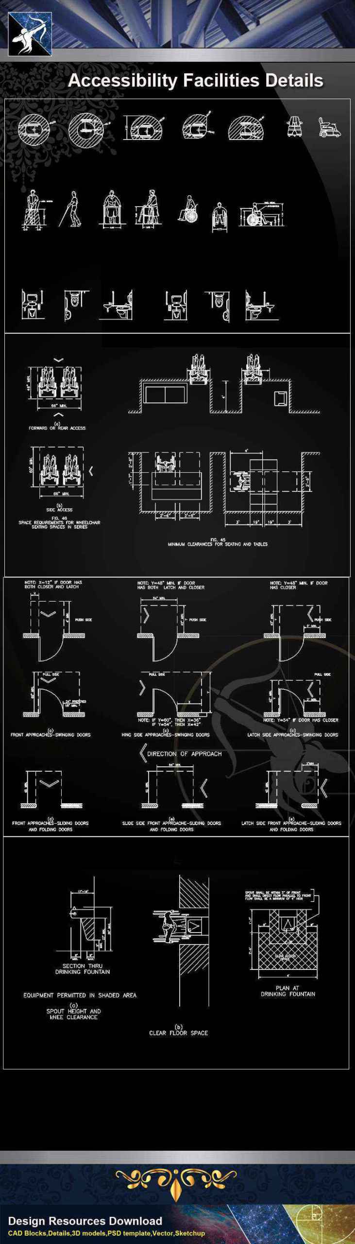 【Architecture CAD Details Collections】Accessibility Facilities Details V.2 - Image 4