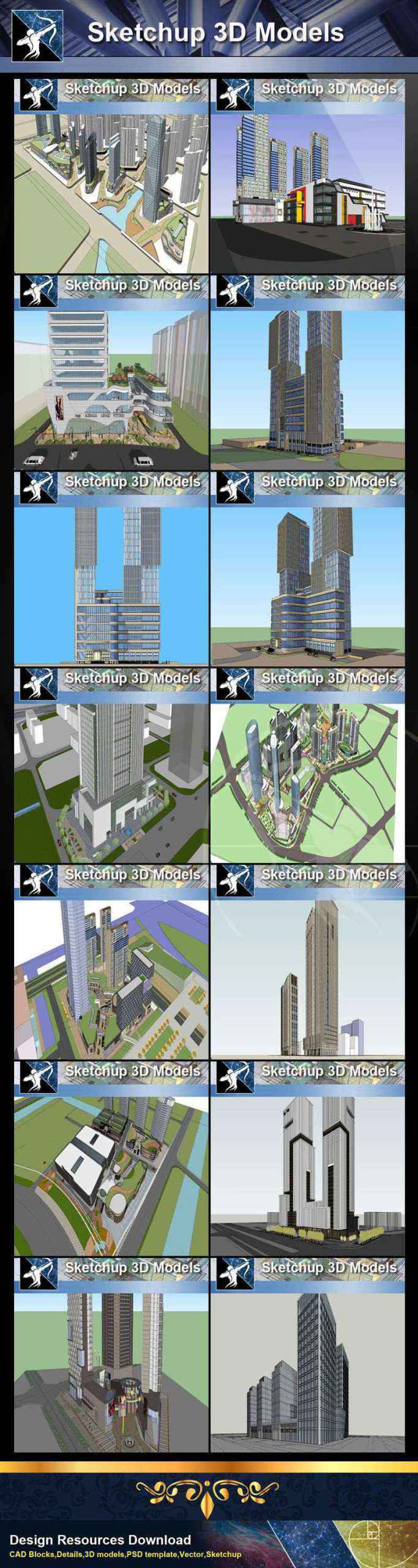 ★Best 37 Types of Commercial,Shopping Mall Sketchup 3D Models Collection