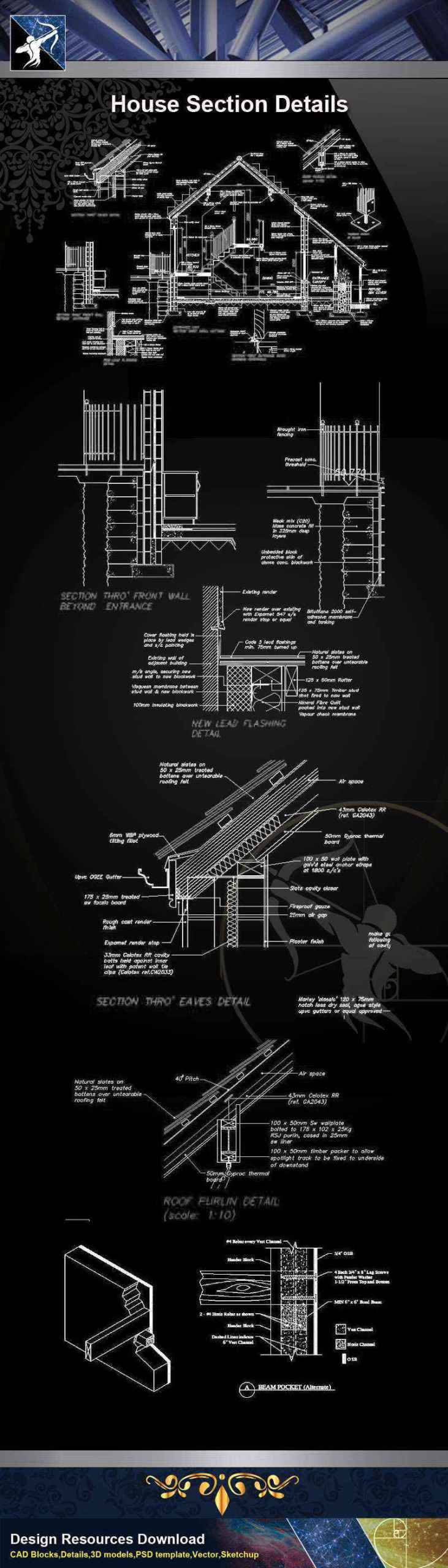 【Architecture CAD Details Collections】House Section CAD Details - Image 2