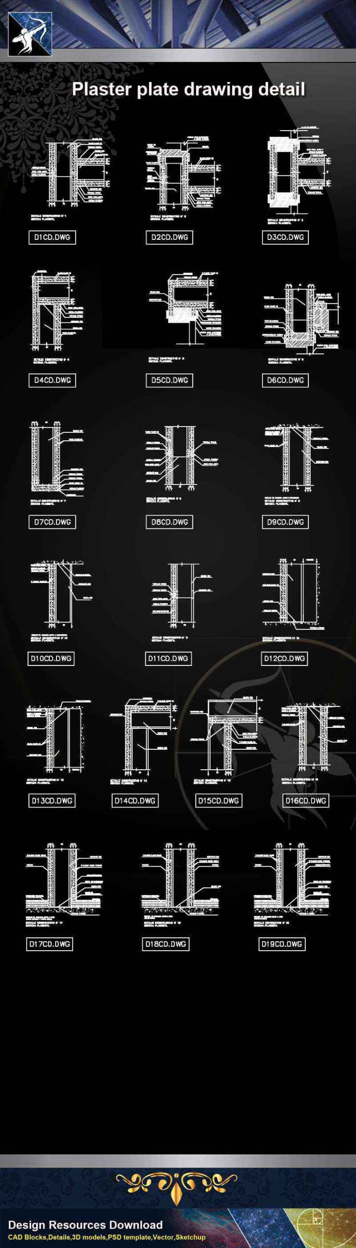 【Architecture CAD Details Collections】Plaster plate drawing detail - Image 2