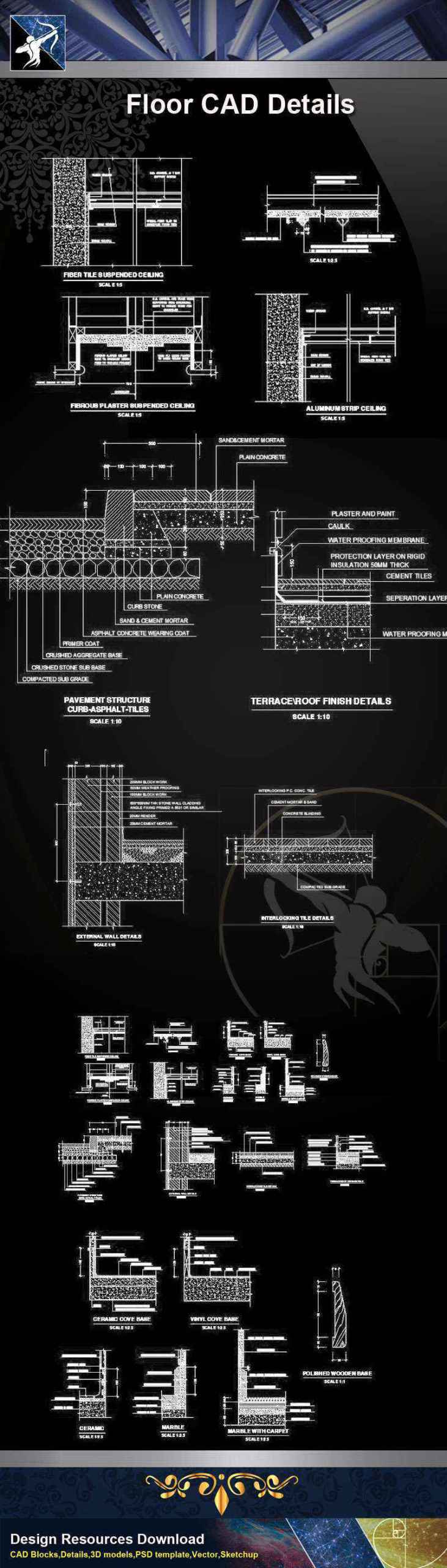 【Architecture CAD Details Collections】Flooring CAD Details V.1