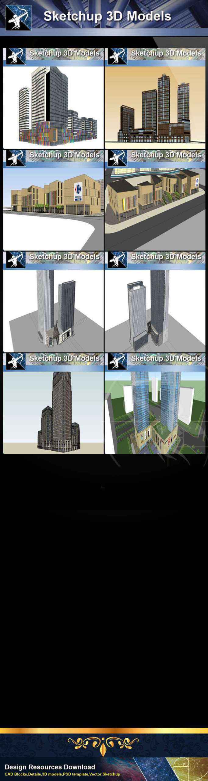 ★Best 50 Types of City Design,Commercial Building Sketchup 3D Models Collection