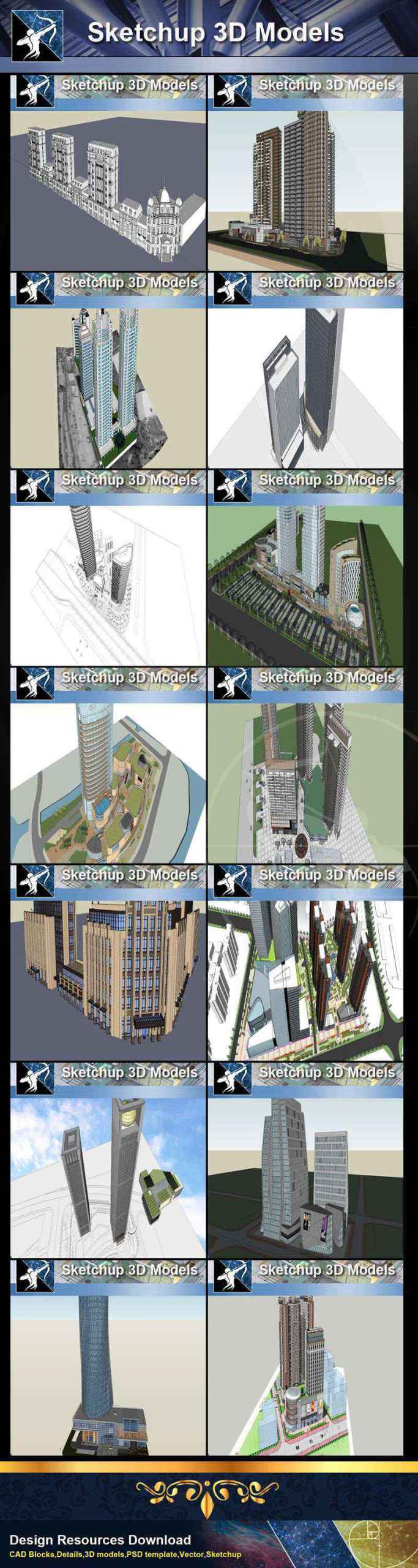 ★Total 98 Types of Commercial,Residential Building Sketchup 3D Models Collection(Best Recommanded!!)