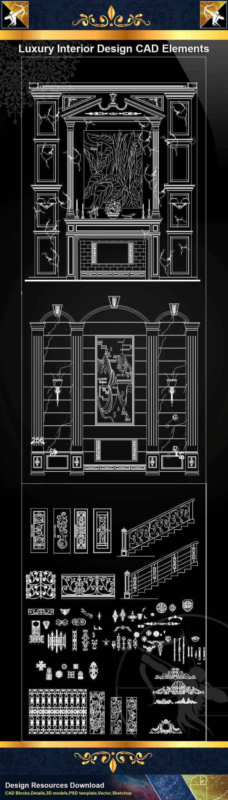 ★【Luxury Interior Design CAD Elements】@Autocad Decoration Blocks,Drawings,CAD Details,Elevation - Image 2
