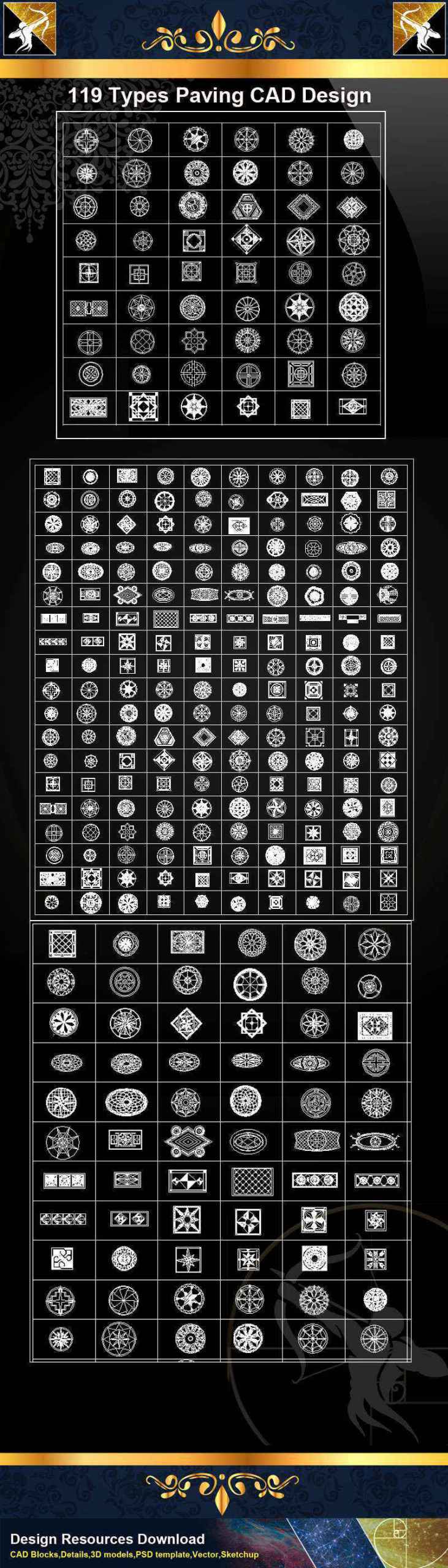 ★【119 Types CAD Paving Blocks】@Autocad Decoration Blocks,Drawings,CAD Details,Elevation - Image 2