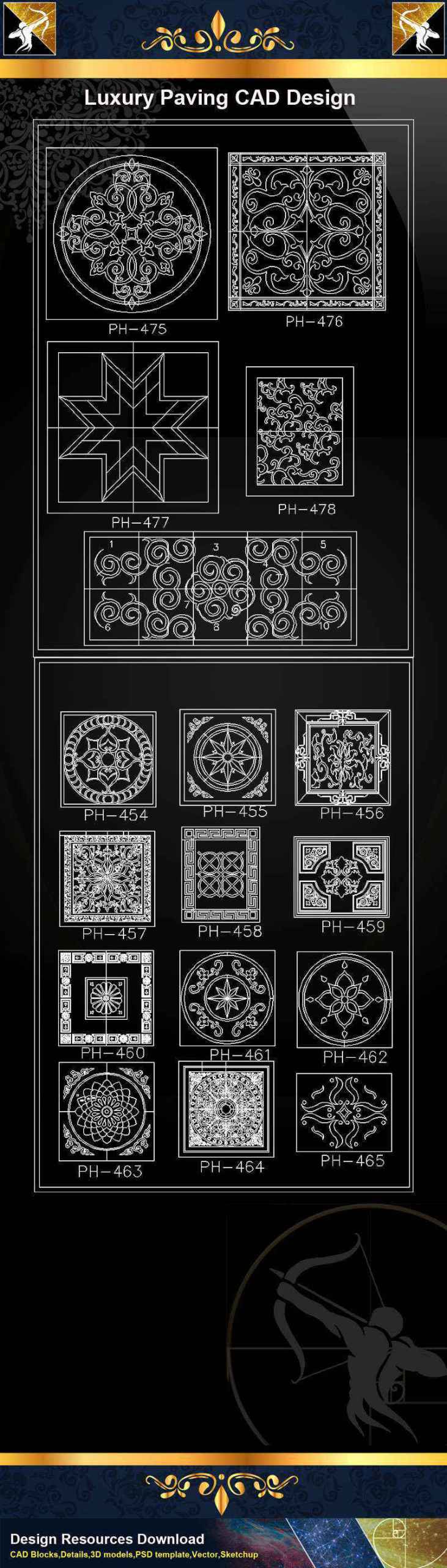 ★【 Luxury Ground Design-CAD Paving Blocks】@Autocad Decoration Blocks,Drawings,CAD Details,Elevation - Image 2