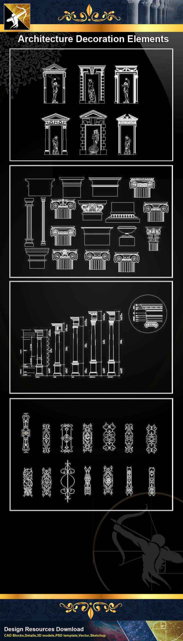 ★【 Architecture Decoration Elements V.2】@Autocad Decoration Blocks,Drawings,CAD Details,Elevation - Image 2