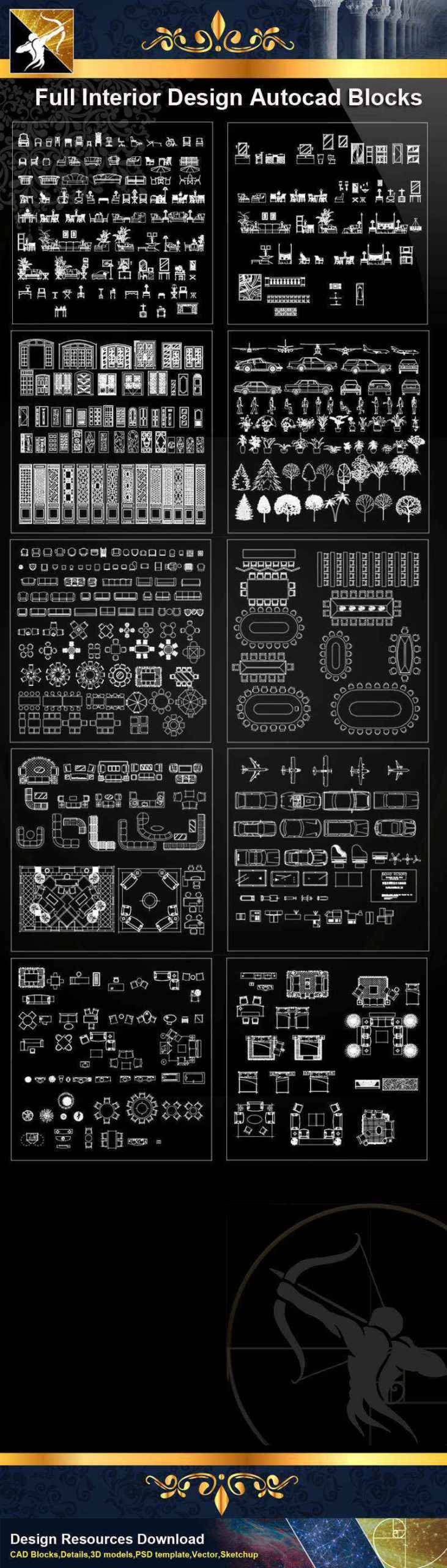 ★【 Full Interior Design Autocad Blocks Bundle V.1】@All Autocad Blocks Collection - Image 2