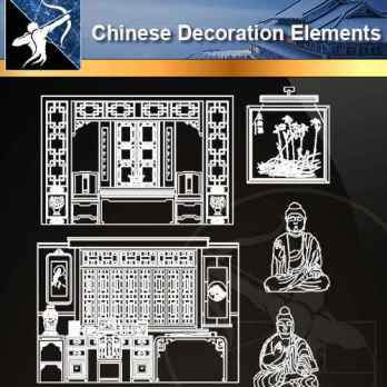 ★【Chinese Decoration Elements】@Autocad Blocks,Drawings,CAD Details,Elevation