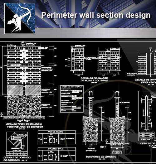 【Architecture CAD Details Collections】Perimeter wall section design drawing