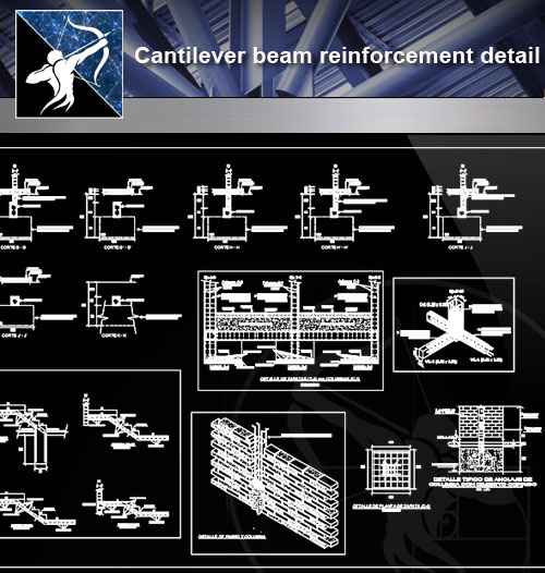 【Architecture CAD Details Collections】Cantilever beam reinforcement CAD Details