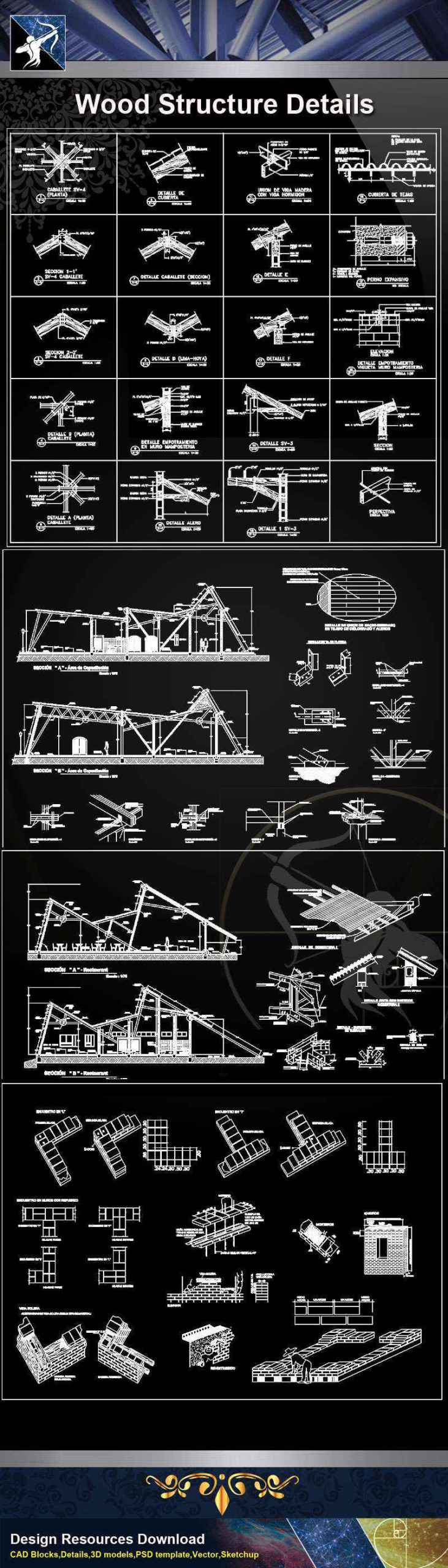 【Architecture CAD Details Collections】Wood Structure CAD Details (Recommand) - Image 2