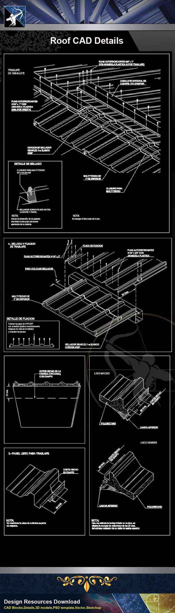 【Architecture CAD Details Collections】Roof CAD Details V.1