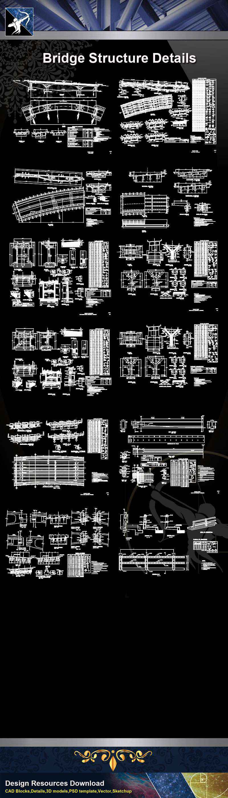 【Architecture CAD Details Collections】Bridge Structure CAD Details