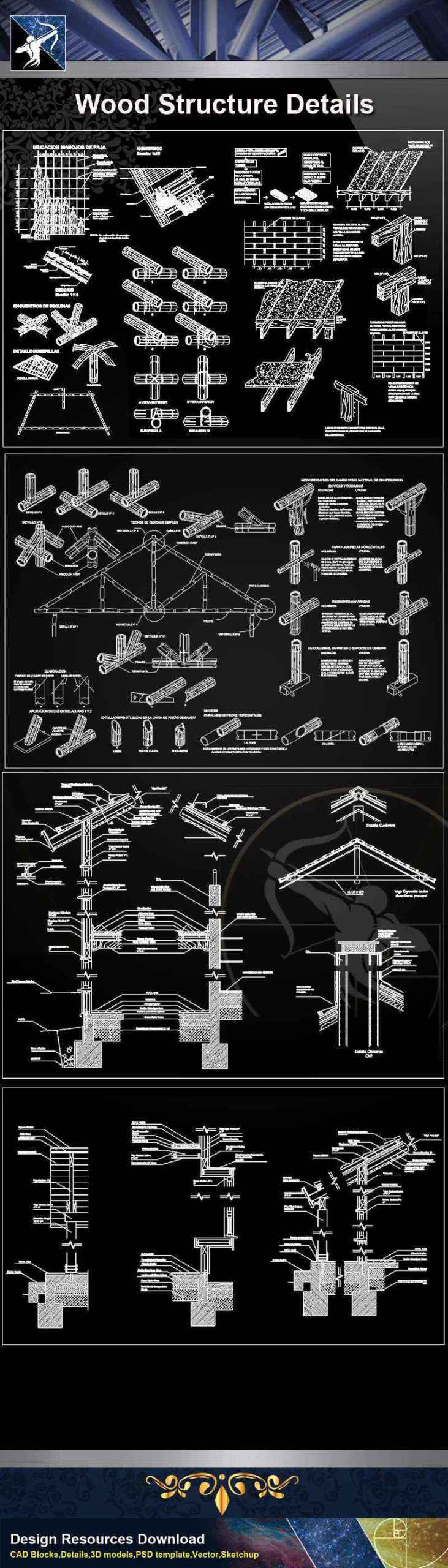 【Architecture CAD Details Collections】Wood Structure CAD Details (Recommand) - Image 4