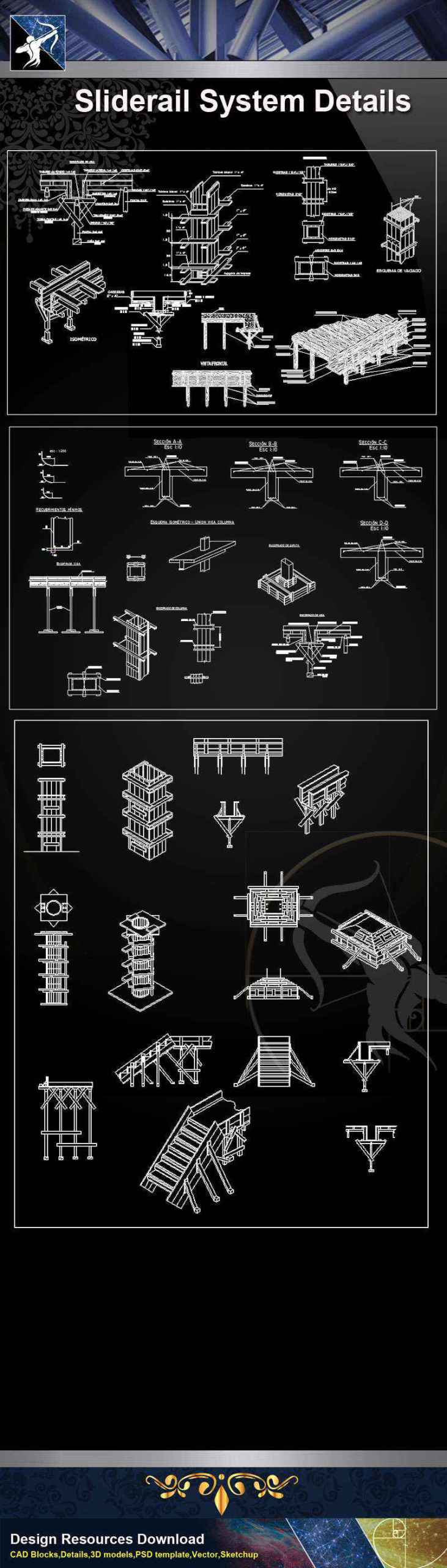 【Architecture CAD Details Collections】Sliderail System Details CAD Details - Image 3