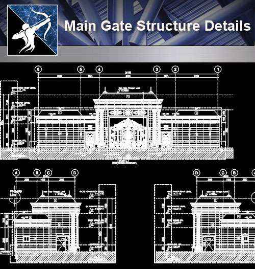 【Architecture CAD Details Collections】Main Gate Structure CAD Details